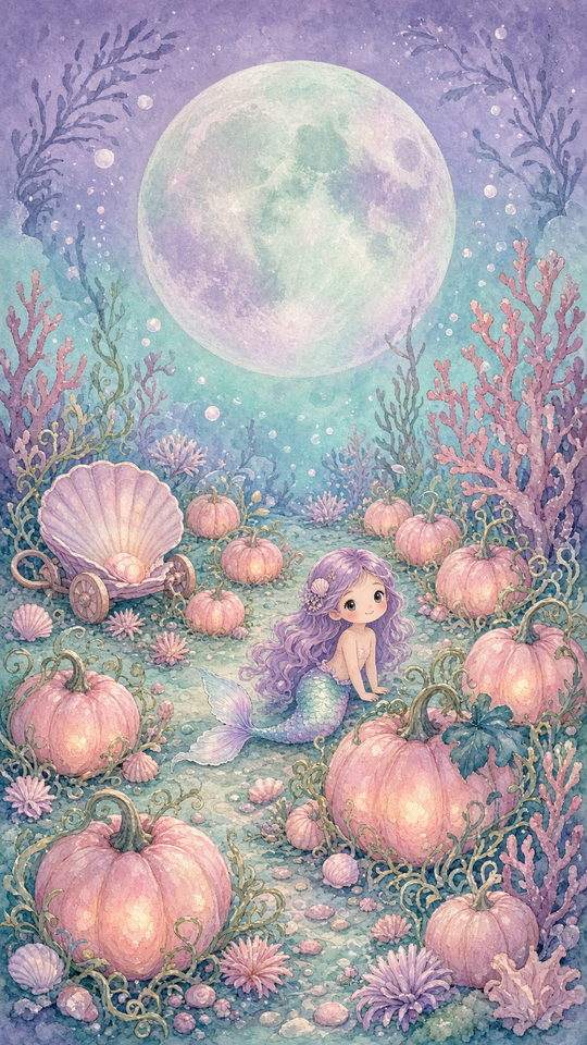 Mermaid Pumpkin Patch phone wallpaper preview