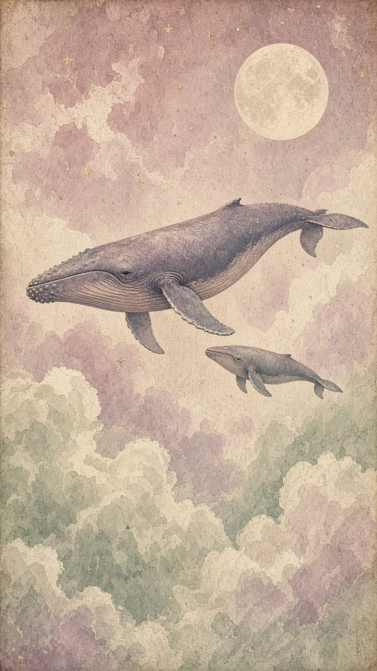 Vintage Whales phone wallpaper preview